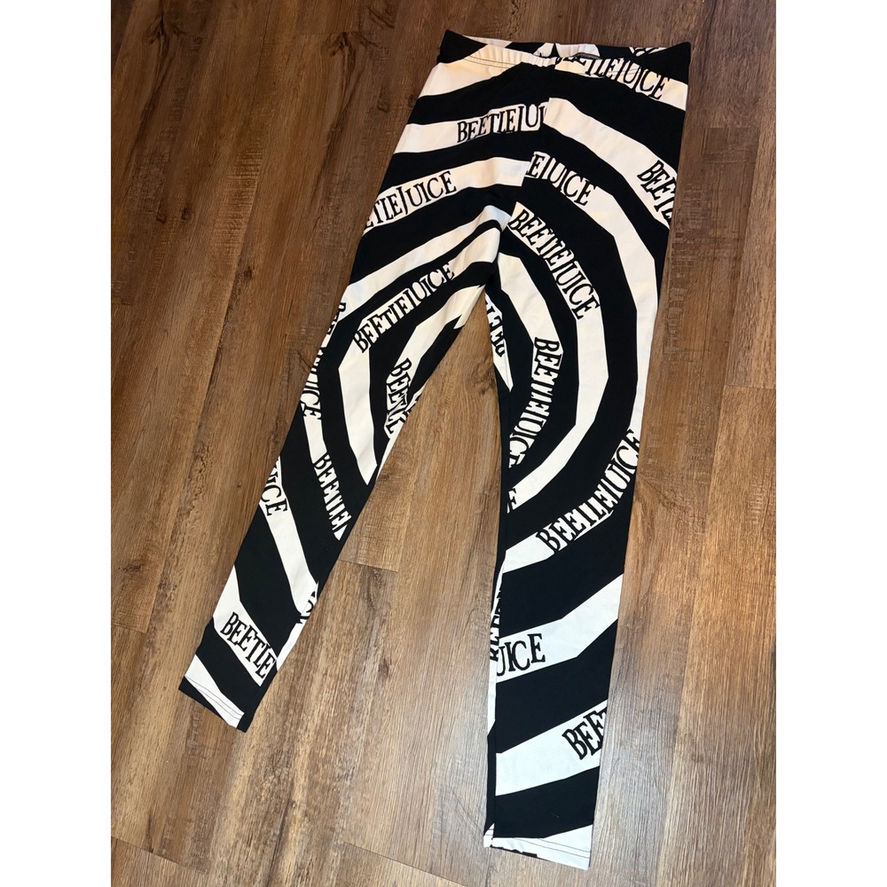 Killstar Beetlejuice Spiral Stripe Leggings Black White Gothic Alt Women Small